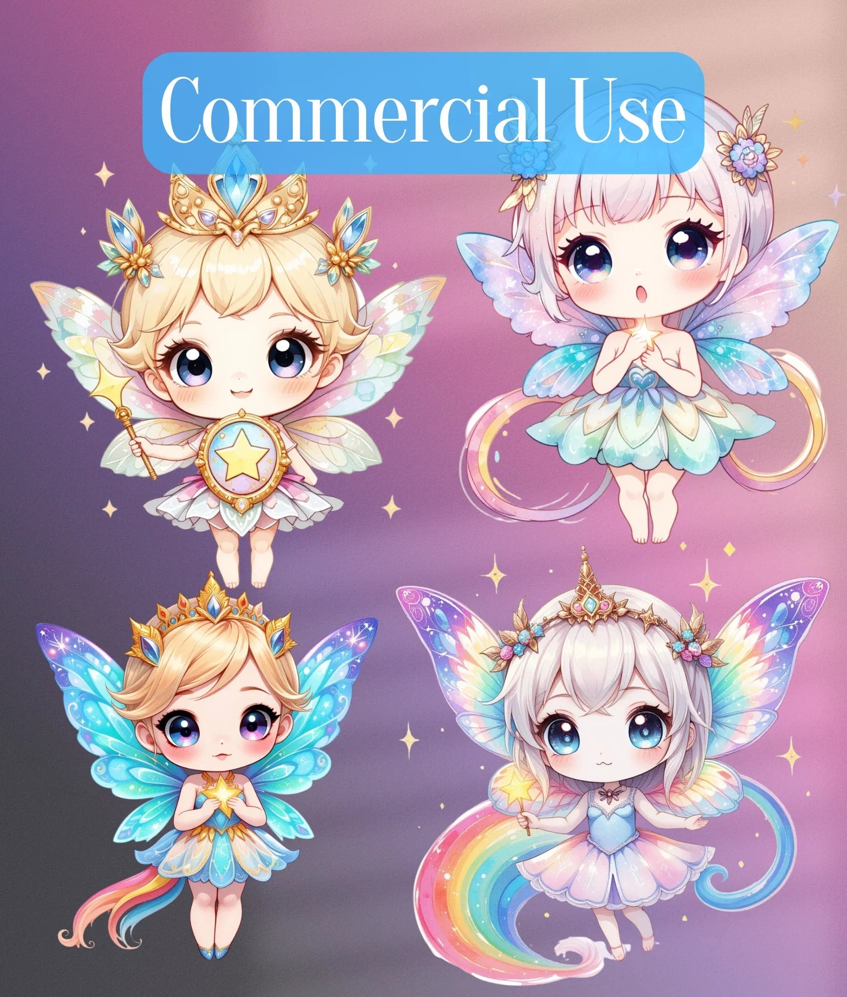 Kawaii Baby Celestial Fairy Clipart Bundle - CraftNest - Digital Crafting and Art