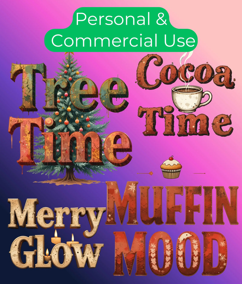 Vintage Christmas Texts Clipart Bundle - CraftNest - Digital Crafting and Art