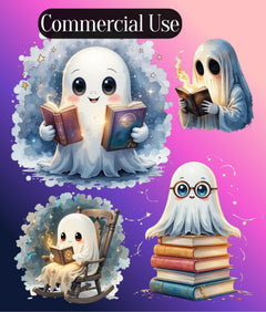 Bookish Ghost Clipart Bundle - CraftNest - Digital Crafting and Art