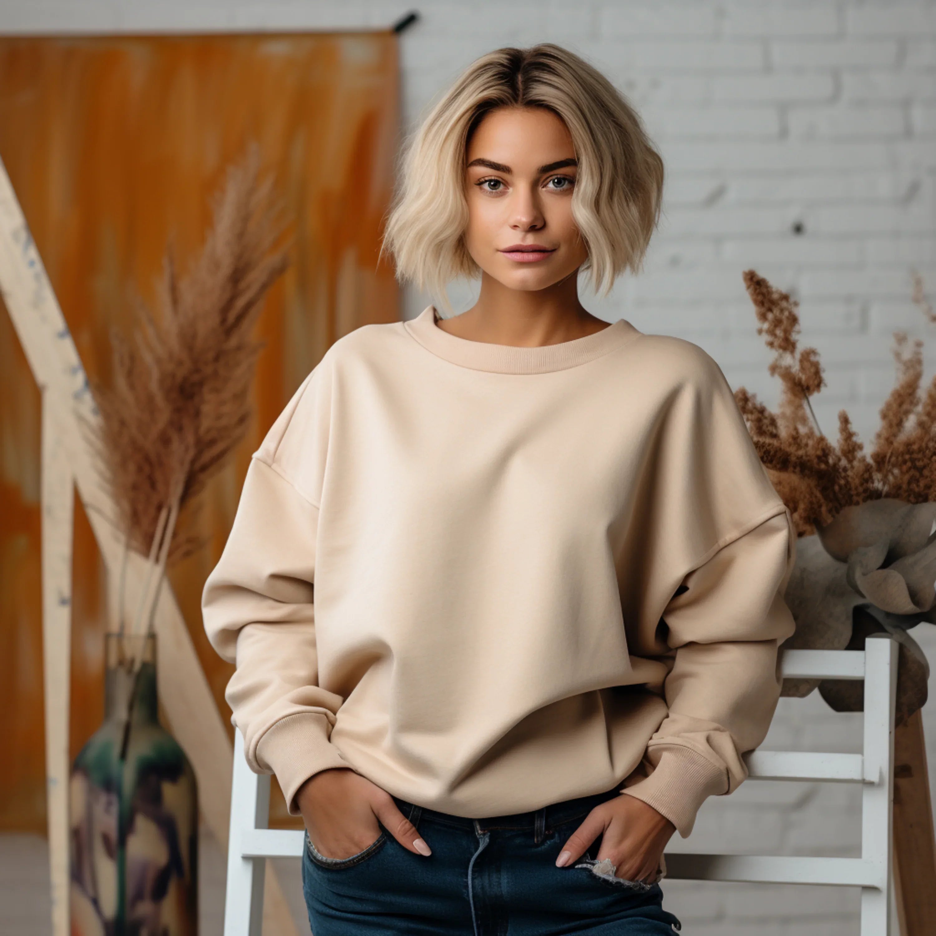 Women's Sand Sweatshirt Mockup - CraftNest - Digital Crafting and Art