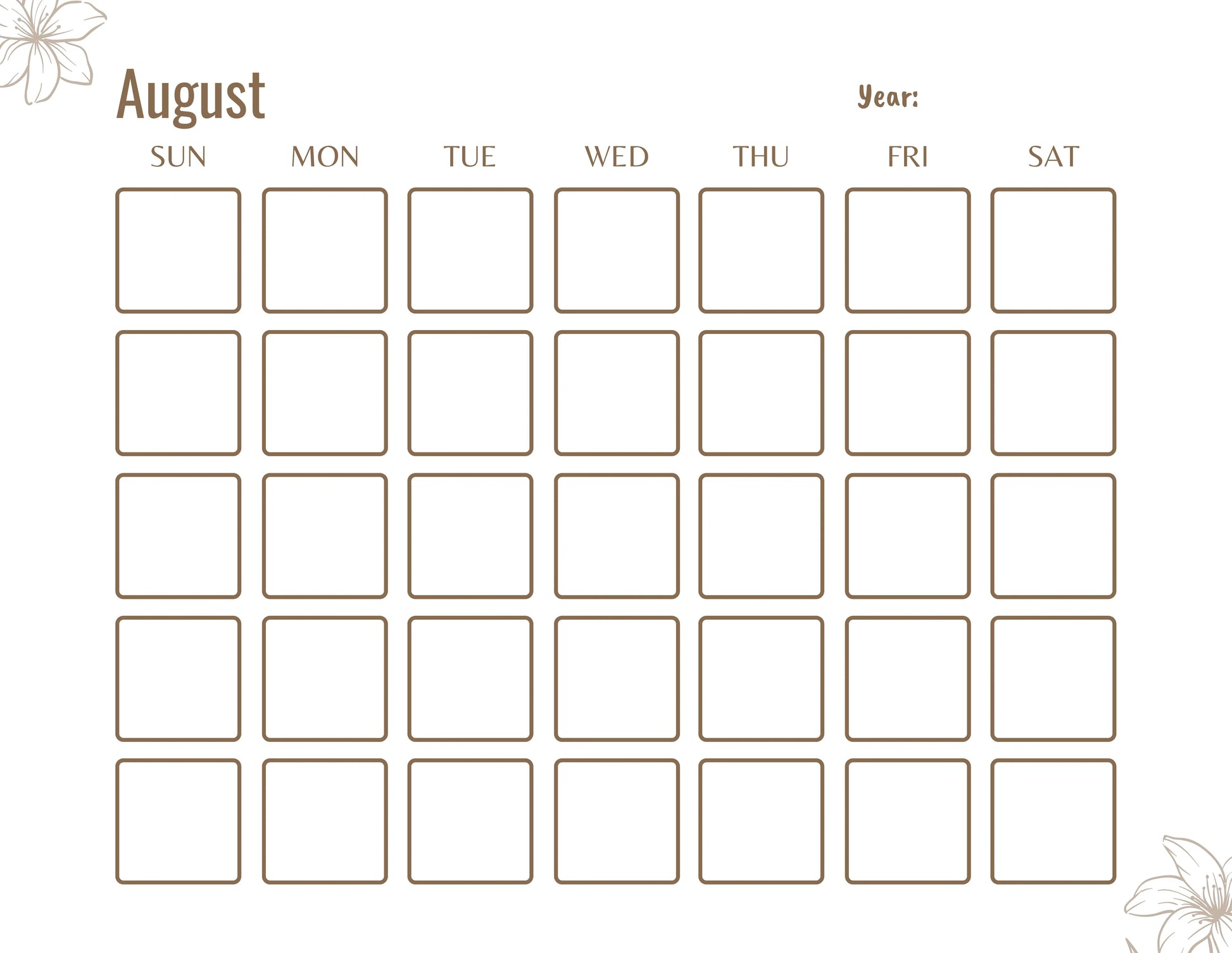 Blank Monthly Calendar KDP Planner - CraftNest - Digital Crafting and Art