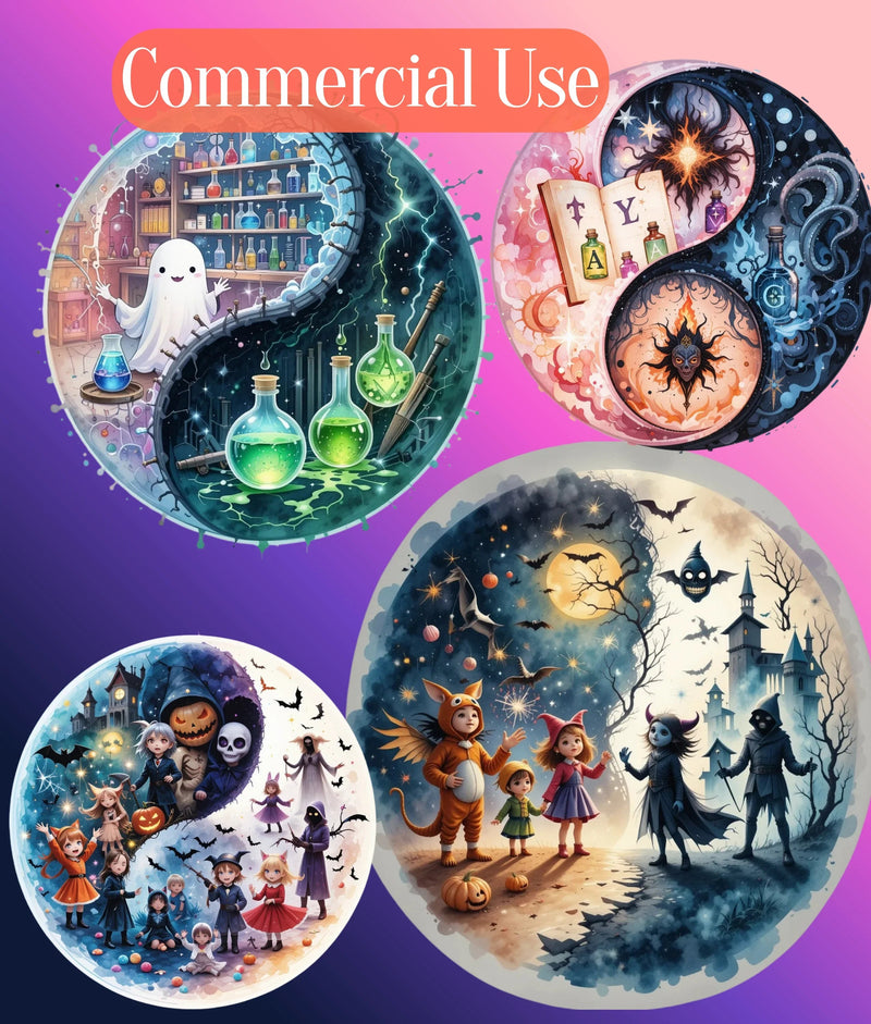 Yin Yang Halloween Clipart Bundle - CraftNest - Digital Crafting and Art
