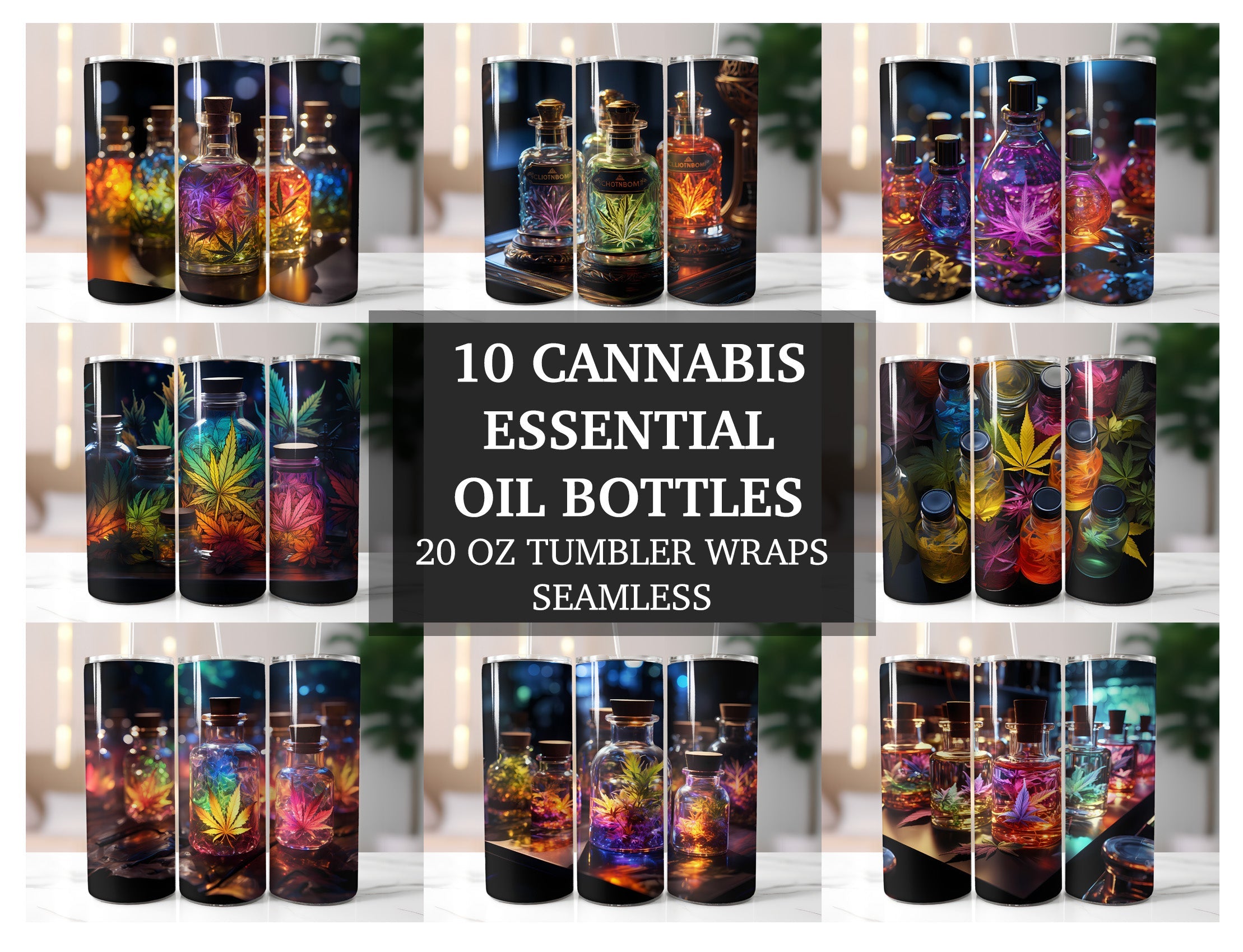 Cannabis Essential Oil Bottles Tumbler Wrap - CraftNest
