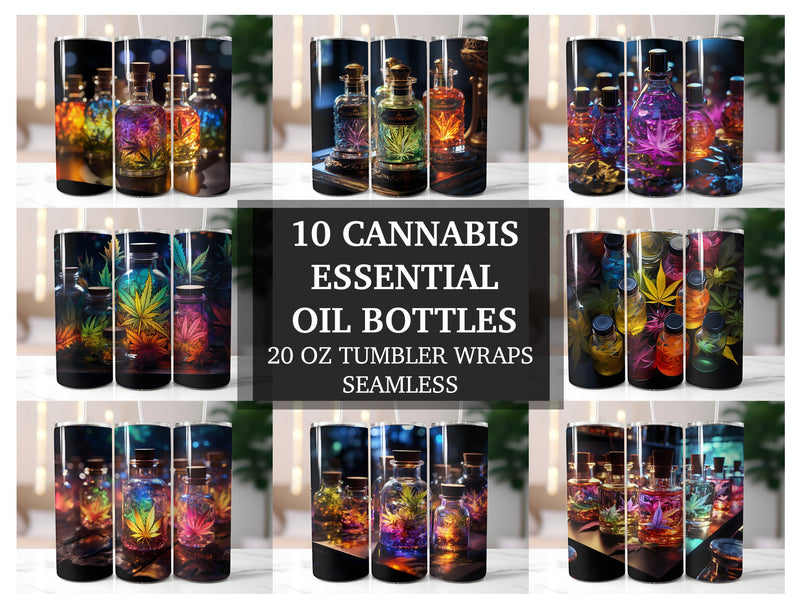 Cannabis Essential Oil Bottles Tumbler Wrap - CraftNest