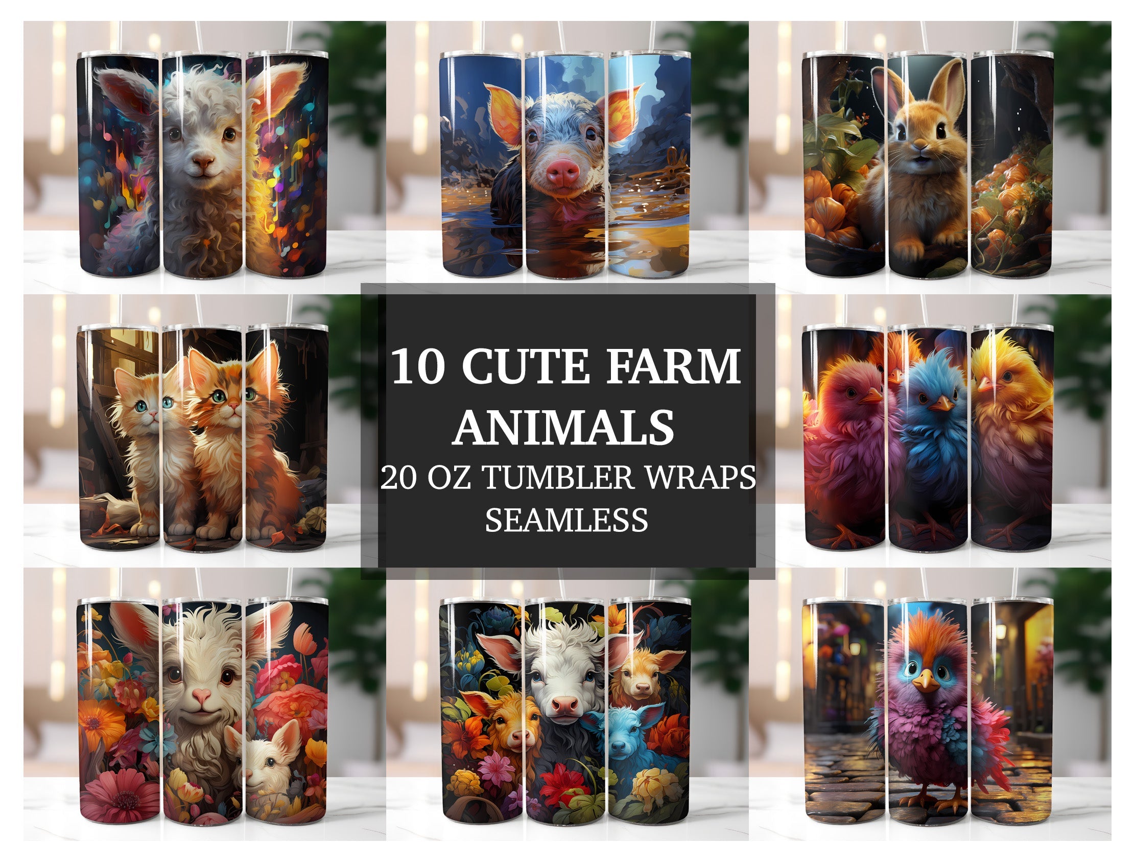 Cute Farm animals Tumbler Wrap - CraftNest
