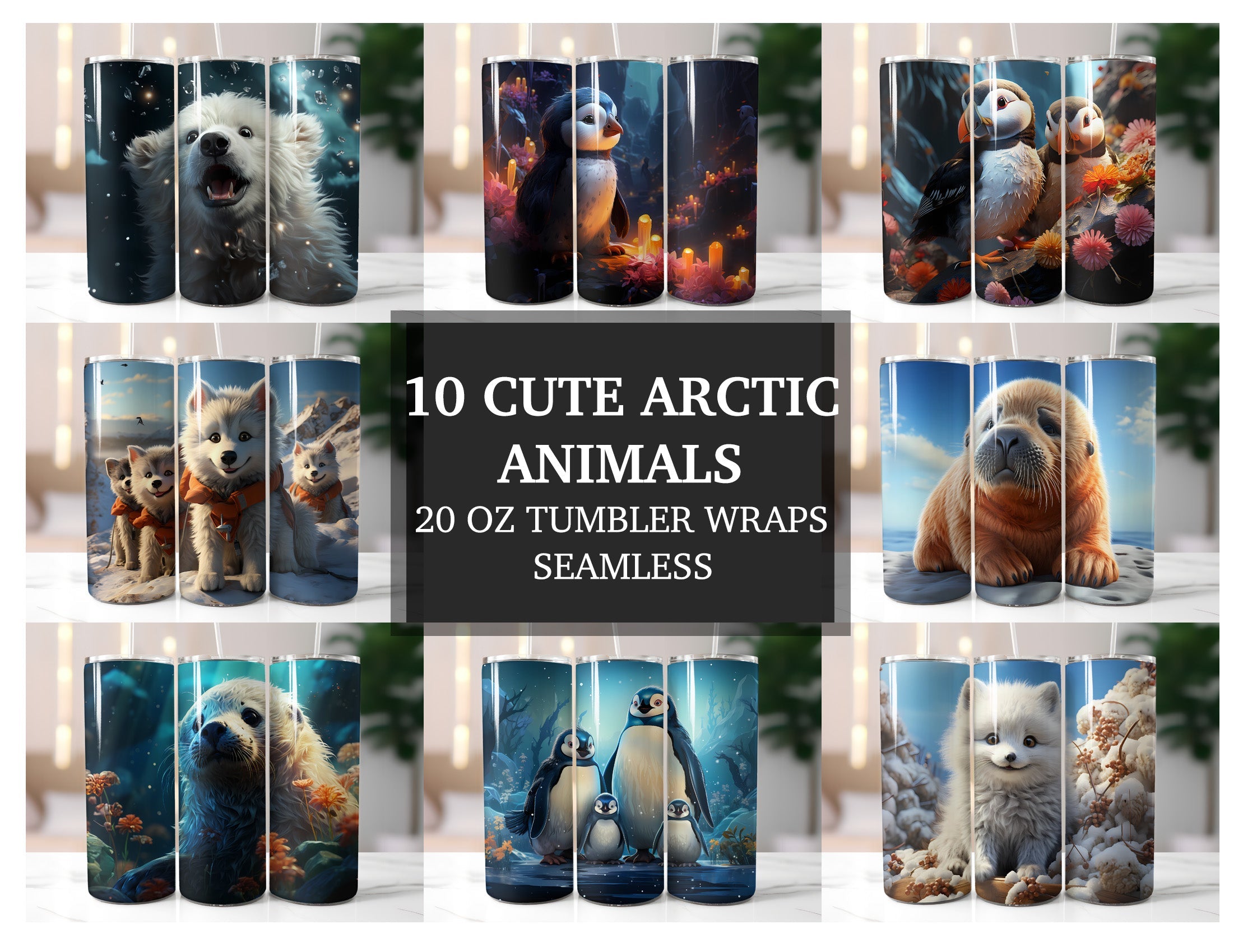 Cute Arctic Animals Tumbler Wrap - CraftNest