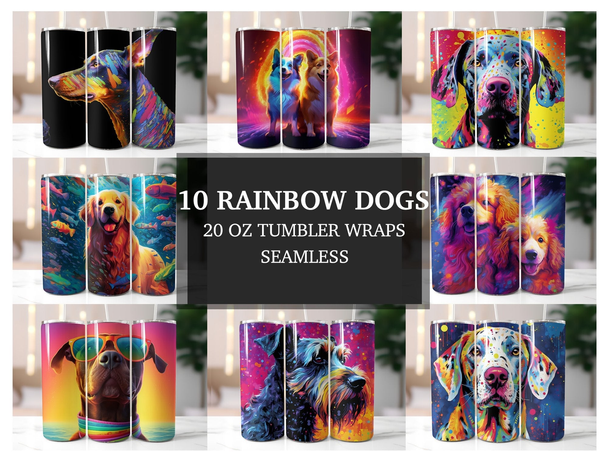 Rainbow Dogs Tumbler Wrap - CraftNest