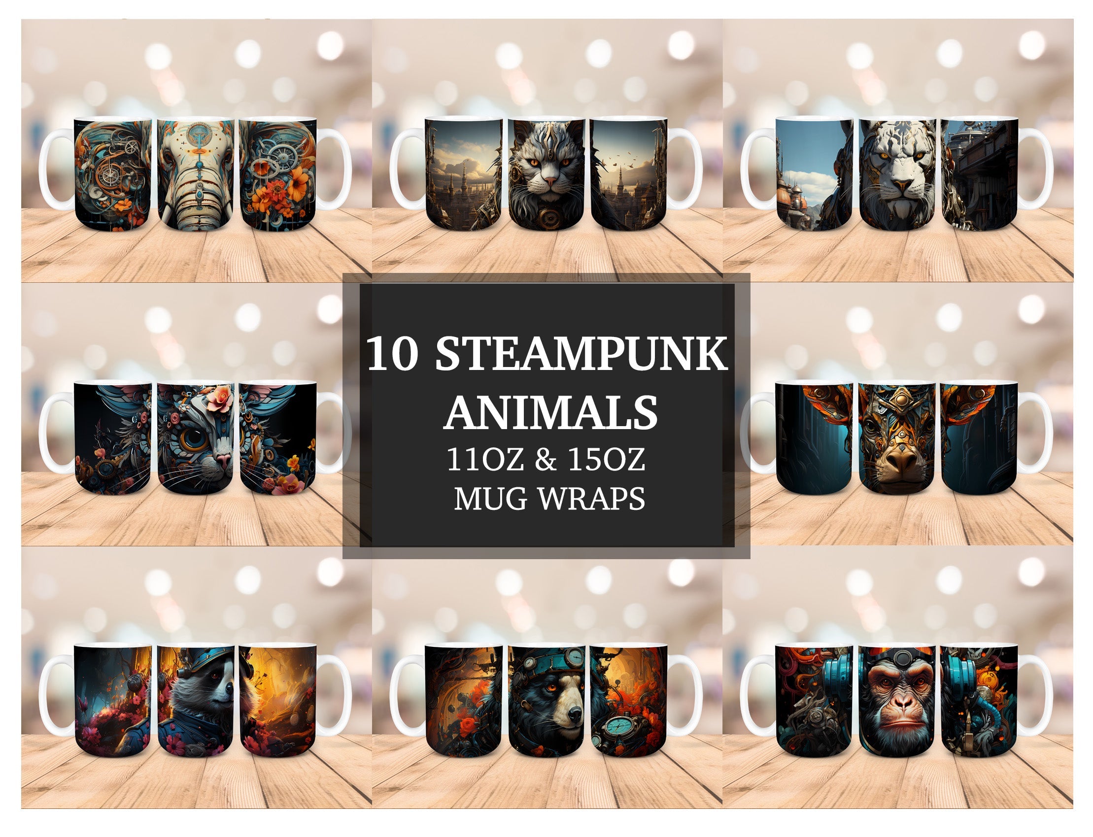 Steampunk Animals Mug Wrap - CraftNest