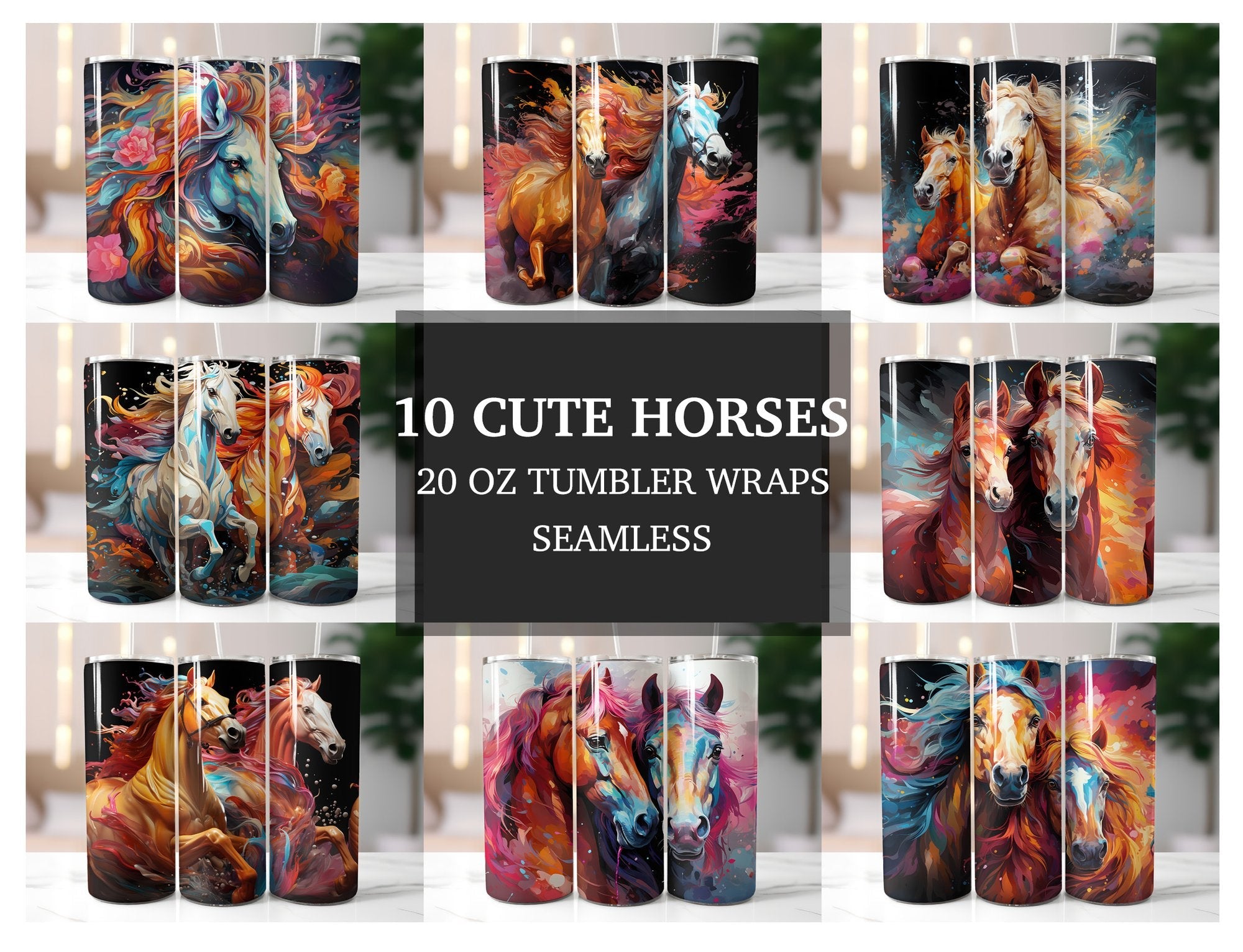 Cute Horses Tumbler Wrap - CraftNest