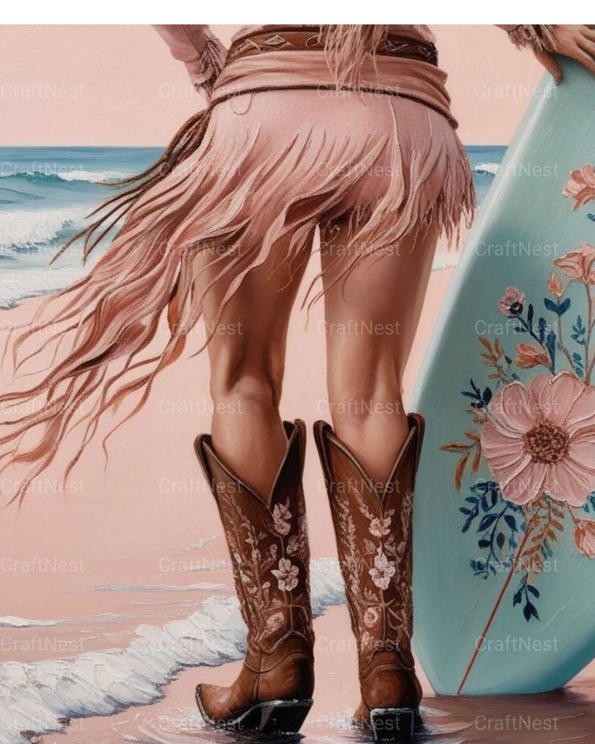 Boho Coastal Cowgirl Wall Art - CraftNest - Digital Crafting and Art