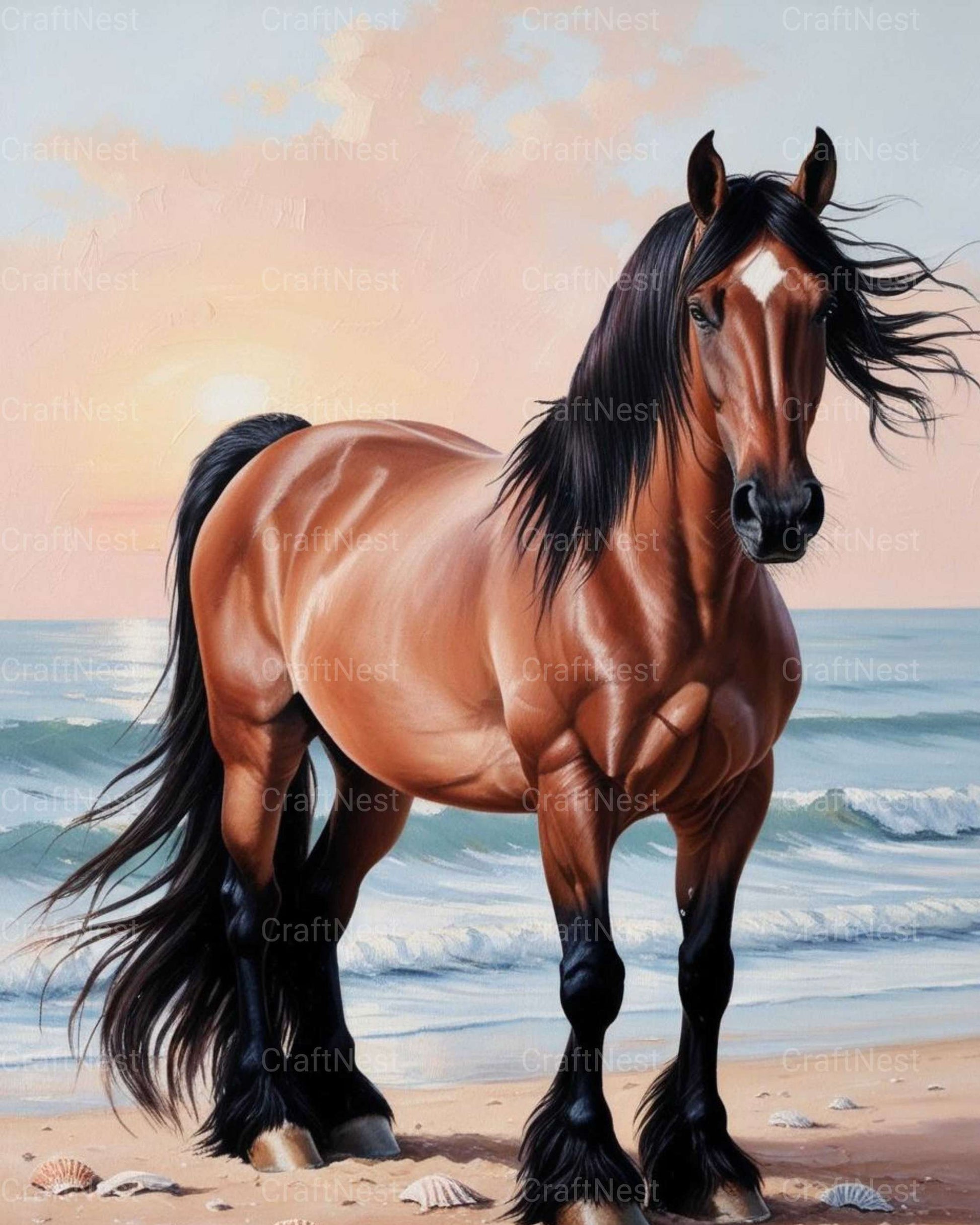 Beach Horse Wall Art - CraftNest - Digital Crafting and Art
