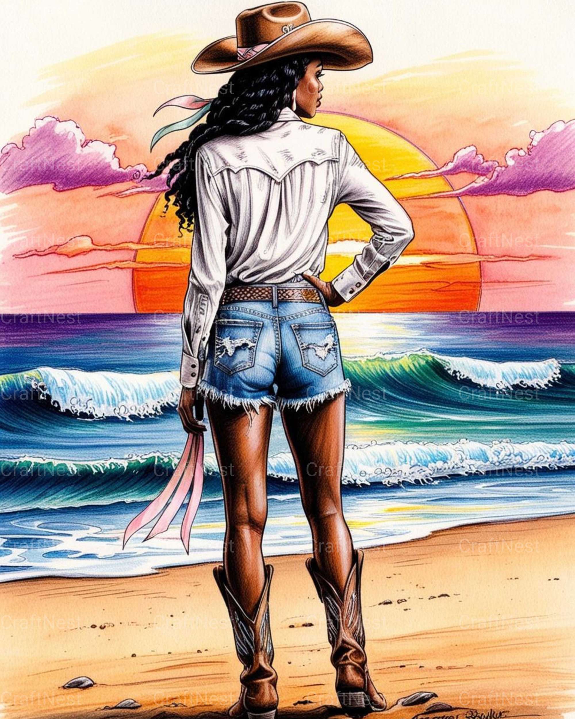 Black Cowgirl Wall Art - CraftNest - Digital Crafting and Art