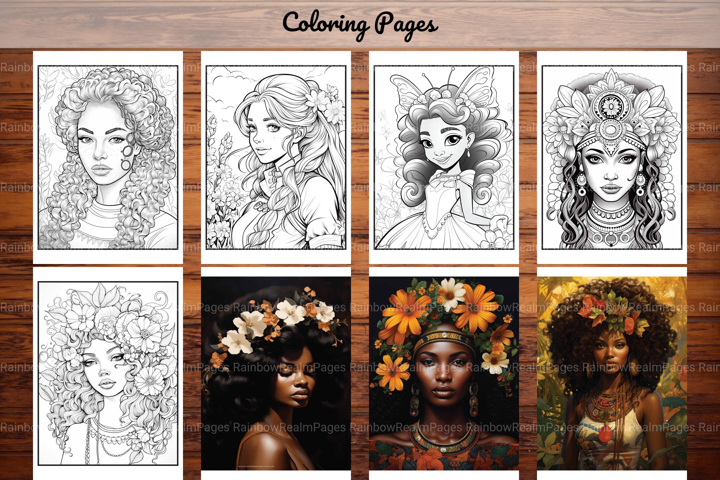 African Black Woman Coloring Book 93 Pages