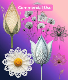 Minimalist Lace Flowers Clipart Bundle - CraftNest - Digital Crafting and Art