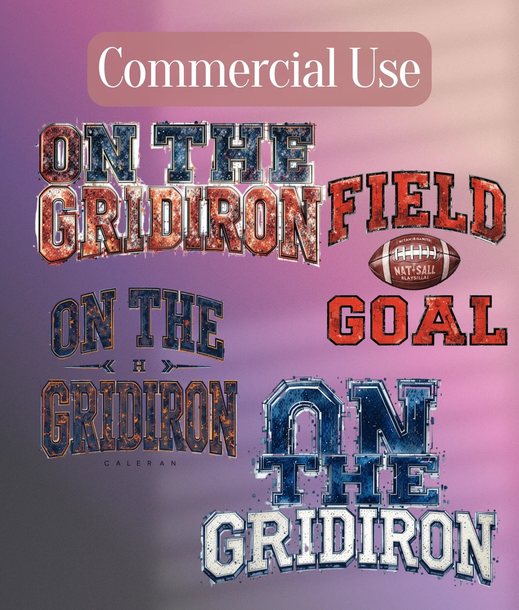 Vintage Varsity Football Text Clipart Bundle - CraftNest - Digital Crafting and Art