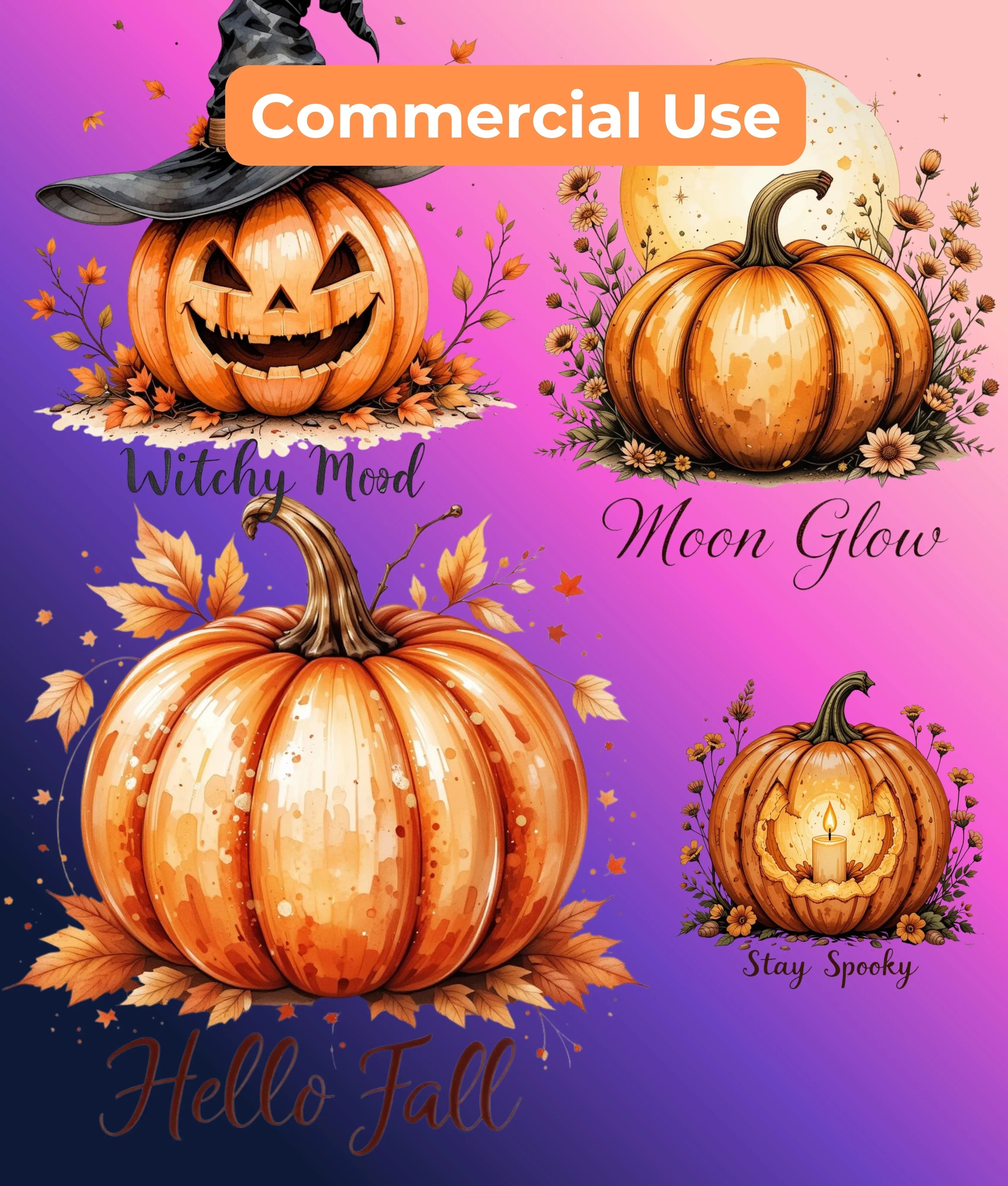 Halloween Pumpkin Clipart Bundle - CraftNest - Digital Crafting and Art