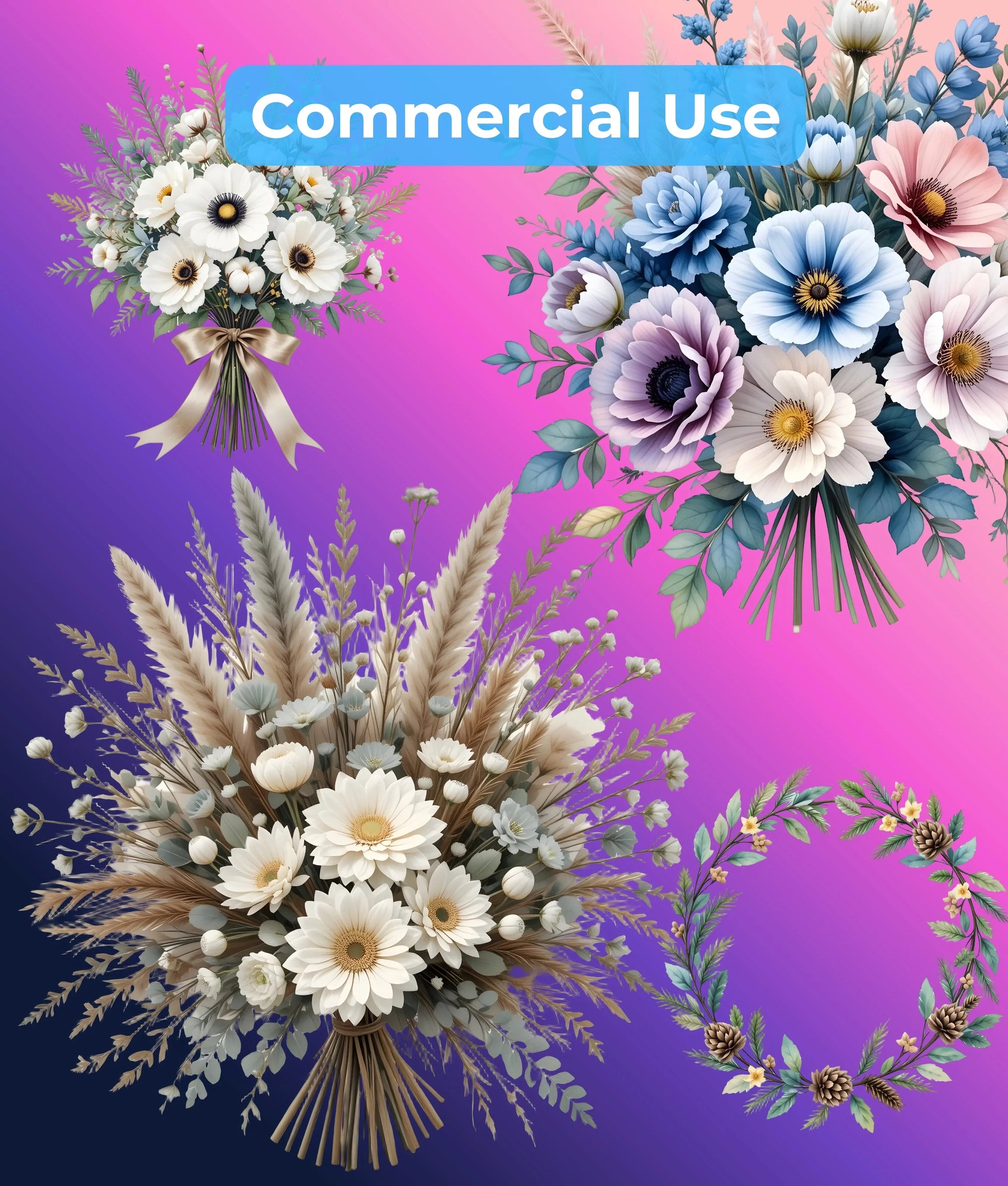 Winter Botanical Elements Clipart Bundle - CraftNest - Digital Crafting and Art