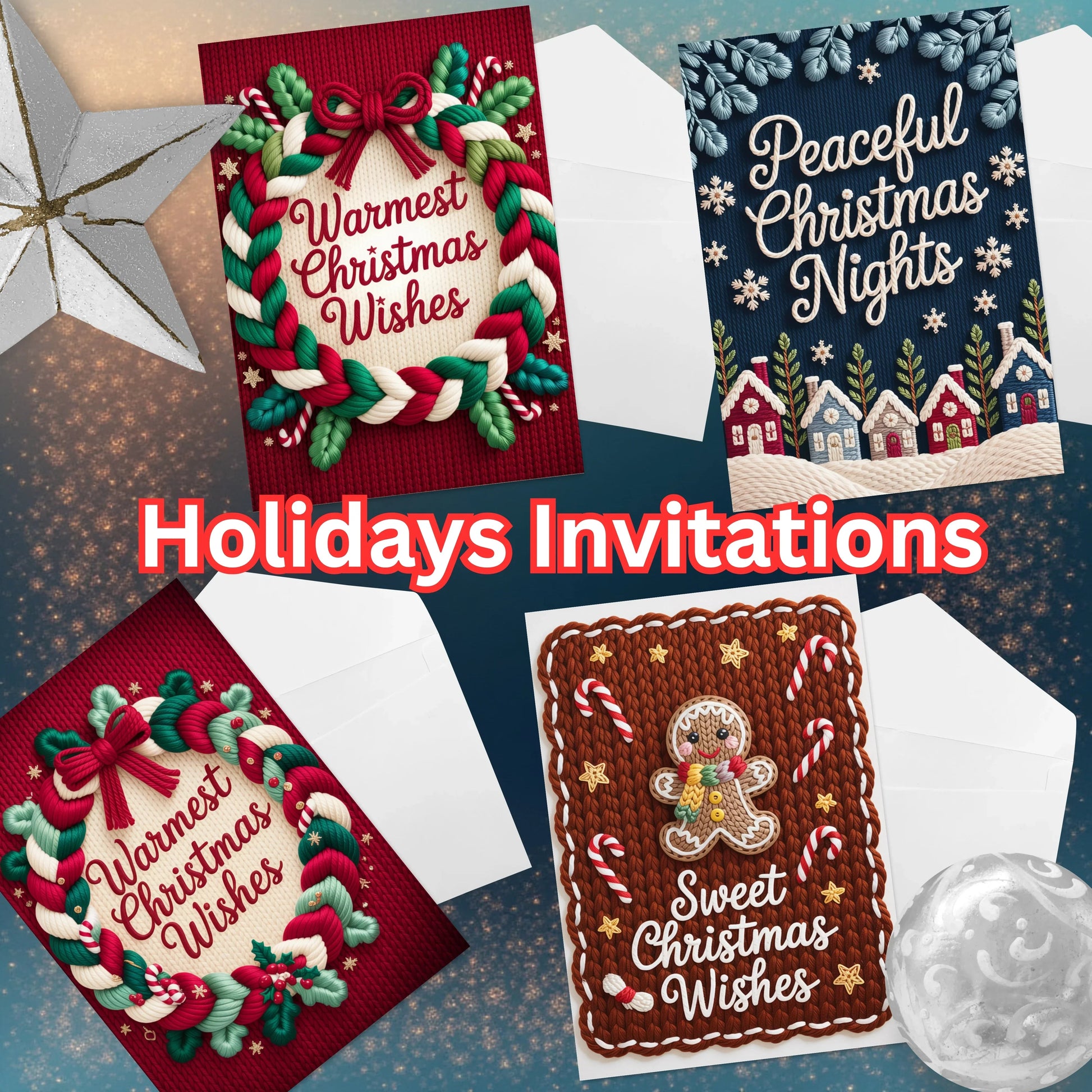 Christmas Cards Faux Yarn Clipart Bundle - CraftNest - Digital Crafting and Art