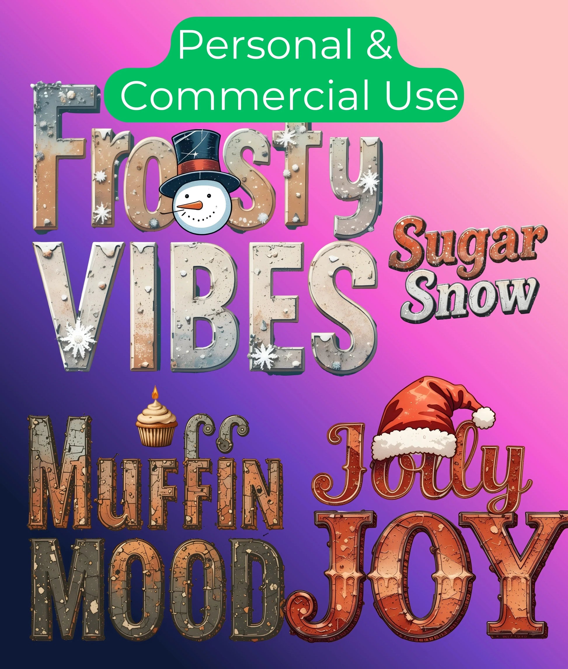 Vintage Christmas Texts Clipart Bundle - CraftNest - Digital Crafting and Art