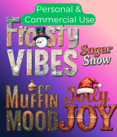 Vintage Christmas Texts Clipart Bundle - CraftNest - Digital Crafting and Art