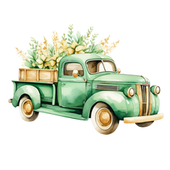Vintage Green Truck Clipart Bundle - CraftNest - Digital Crafting and Art