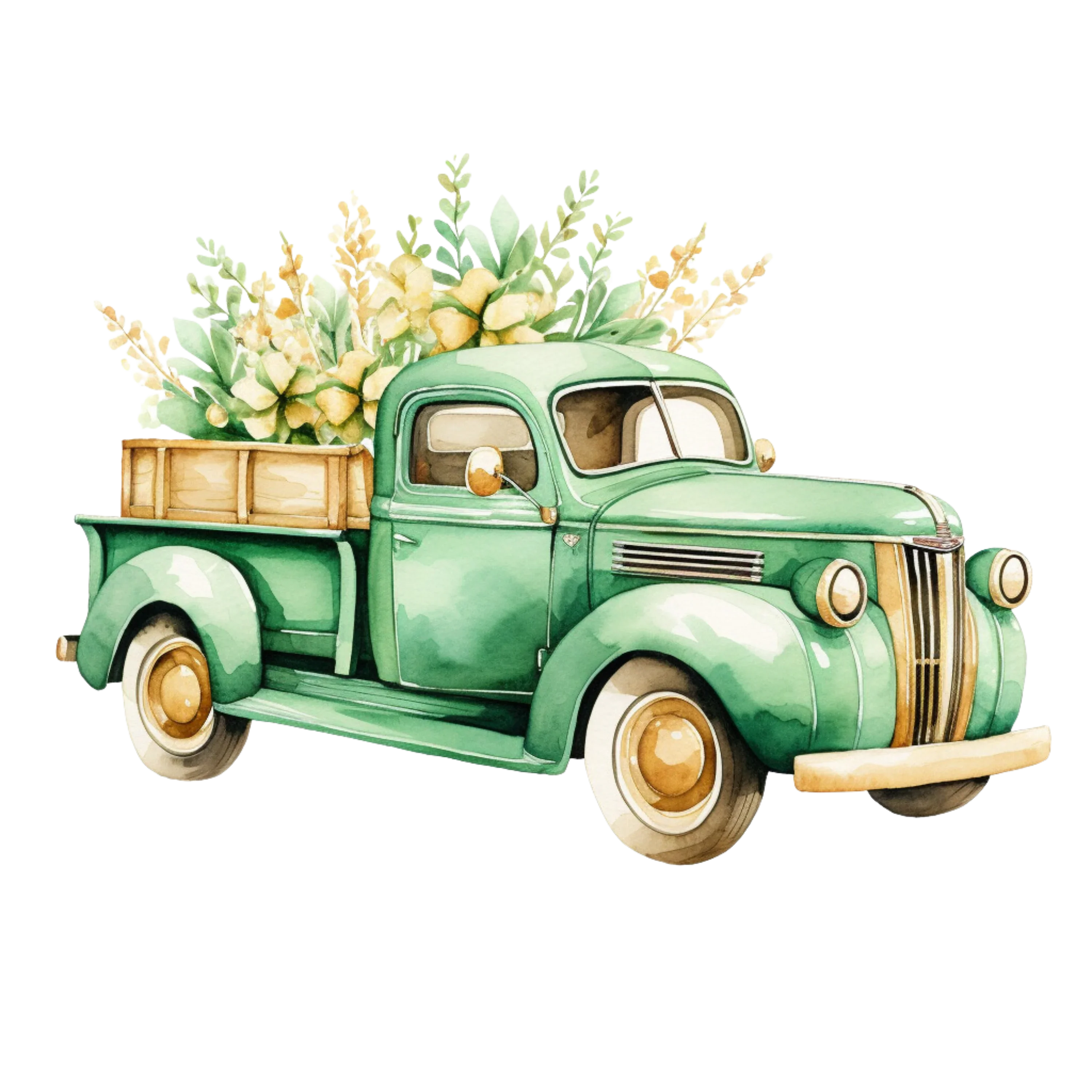 Vintage Green Truck Clipart Bundle - CraftNest - Digital Crafting and Art