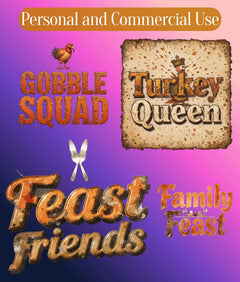Thanksgiving Retro Distressed Text Clipart Bundle - CraftNest - Digital Crafting and Art