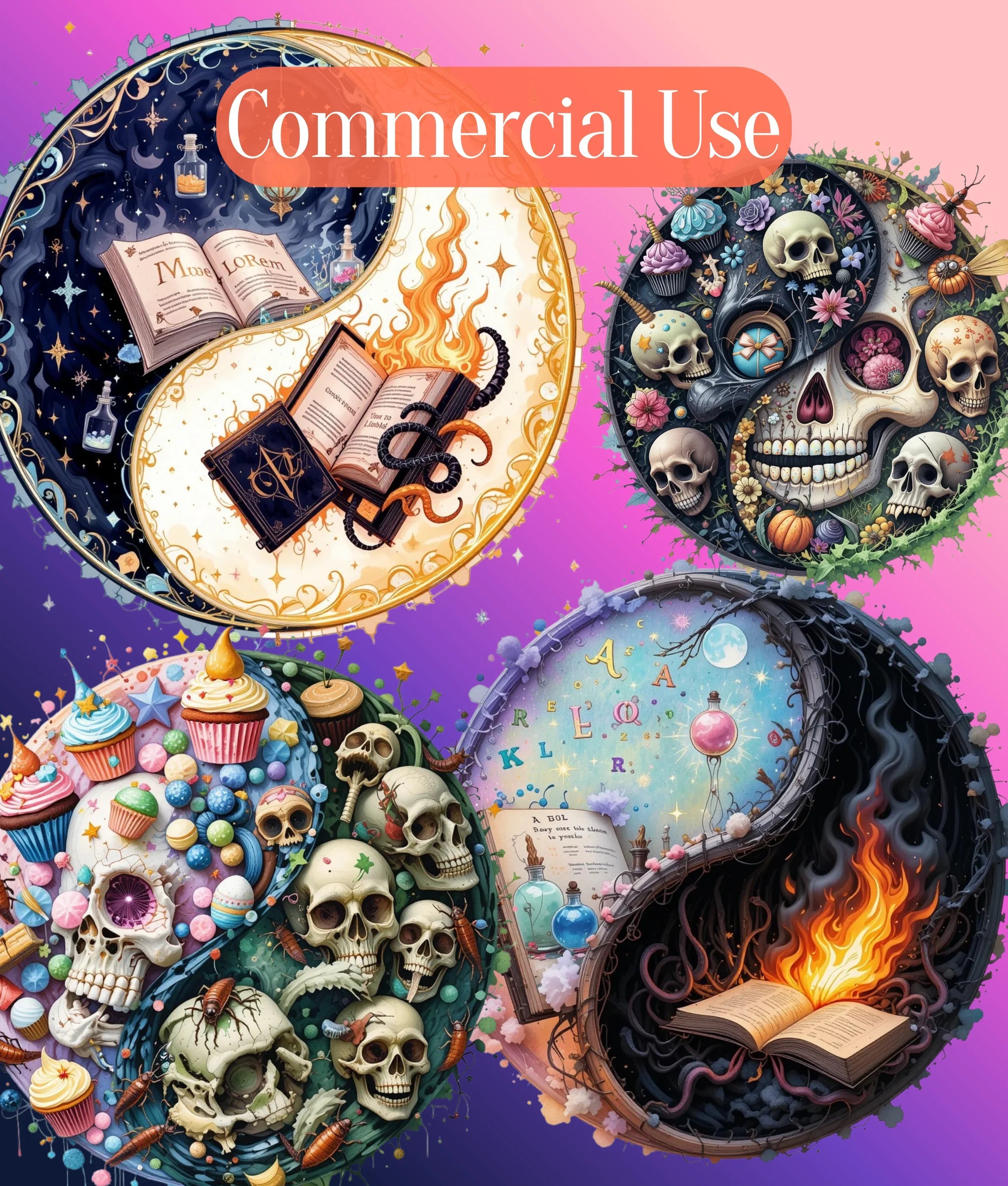 Yin Yang Halloween Clipart Bundle - CraftNest - Digital Crafting and Art