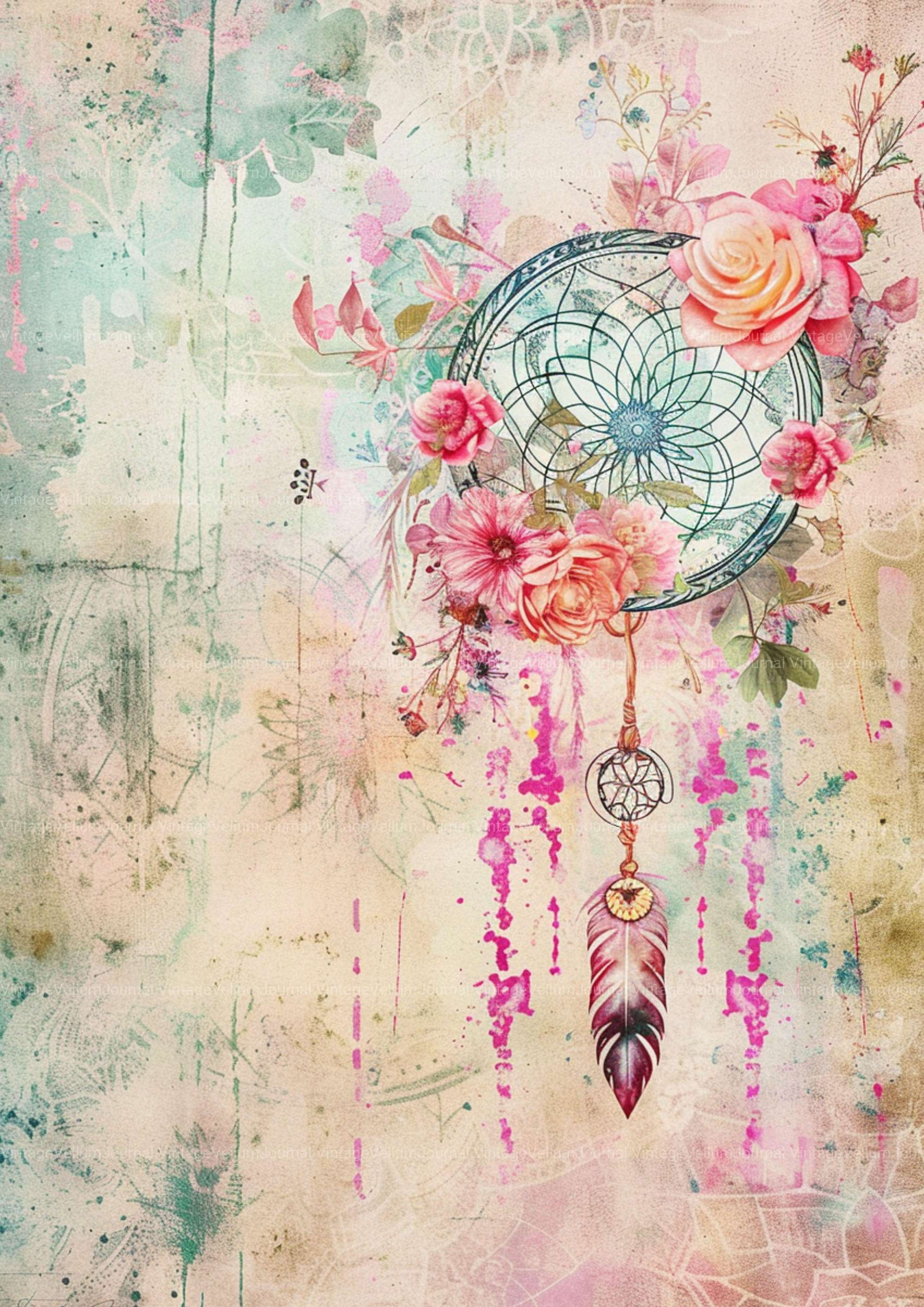 Boho Dreamcatcher Junk Journal Pages - CraftNest - Digital Crafting and Art