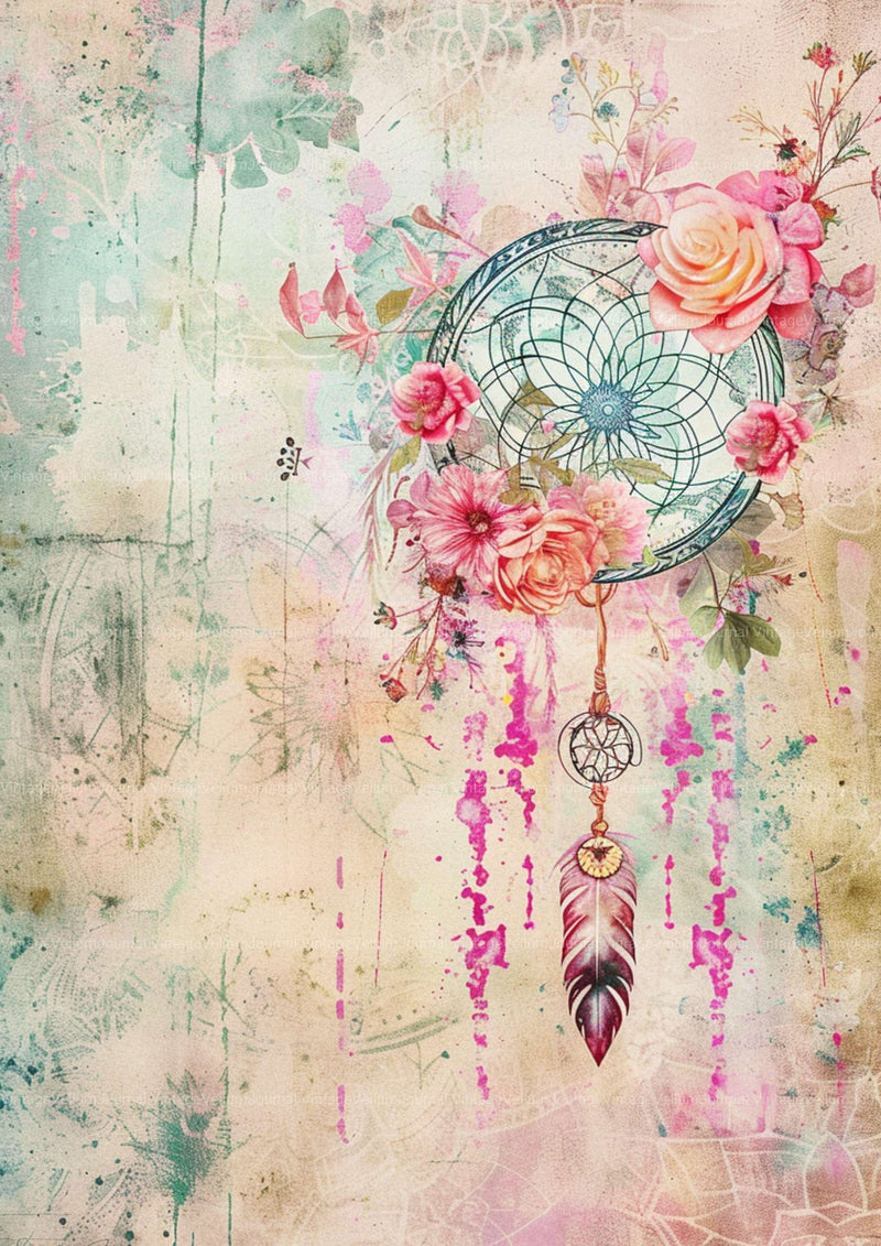 Boho Dreamcatcher Junk Journal Pages - CraftNest - Digital Crafting and Art