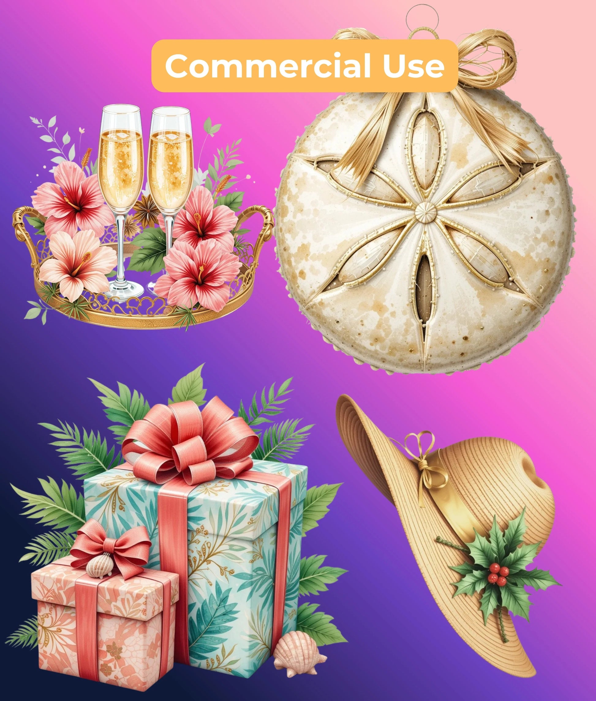 Island-Luxe Tropical Christmas Clipart Bundle - CraftNest - Digital Crafting and Art