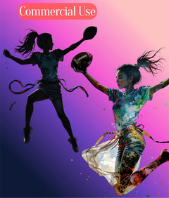 Girls Flag Football Silhouette Clipart Bundle - CraftNest - Digital Crafting and Art