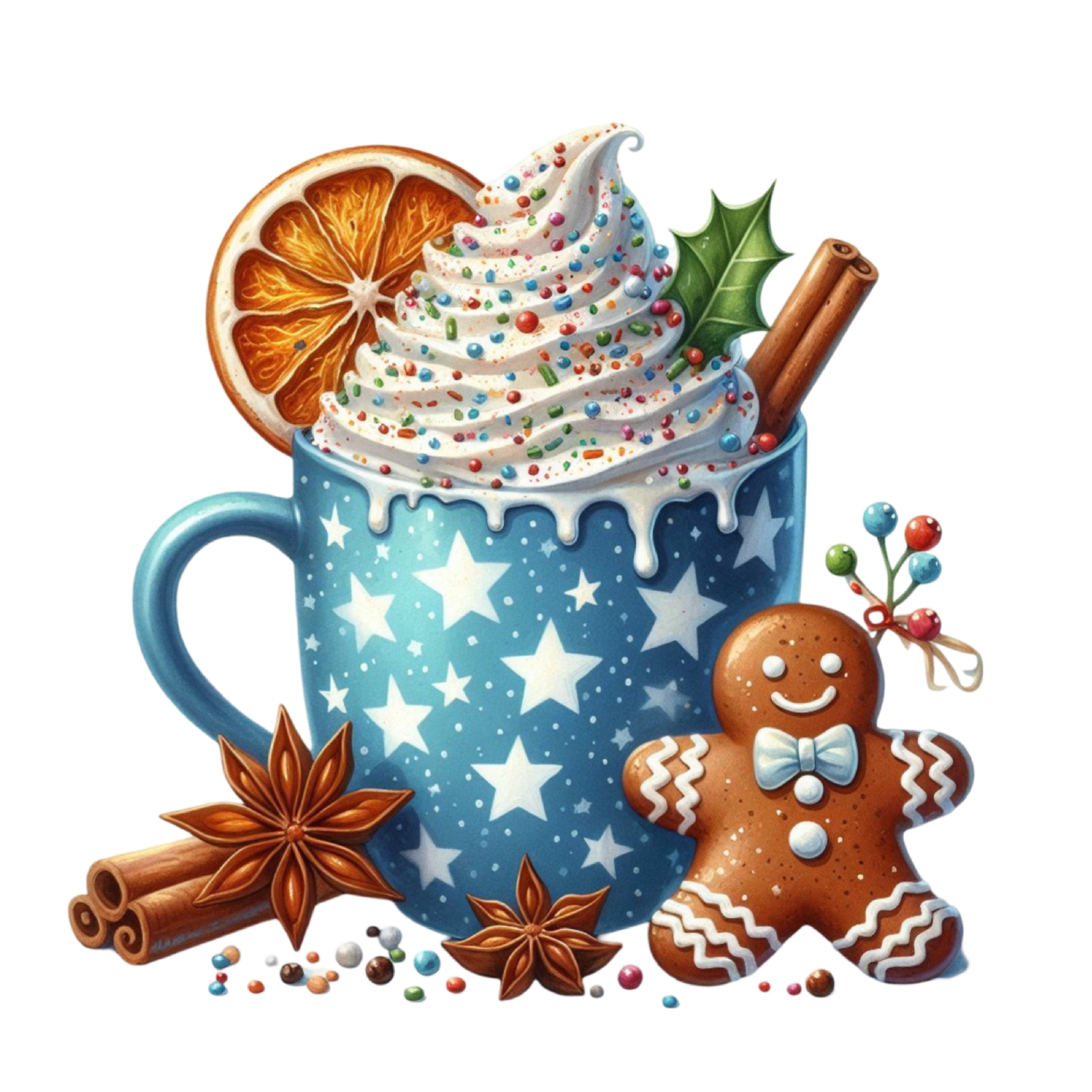 Christmas Coffee Gingerbread Clipart Bundle