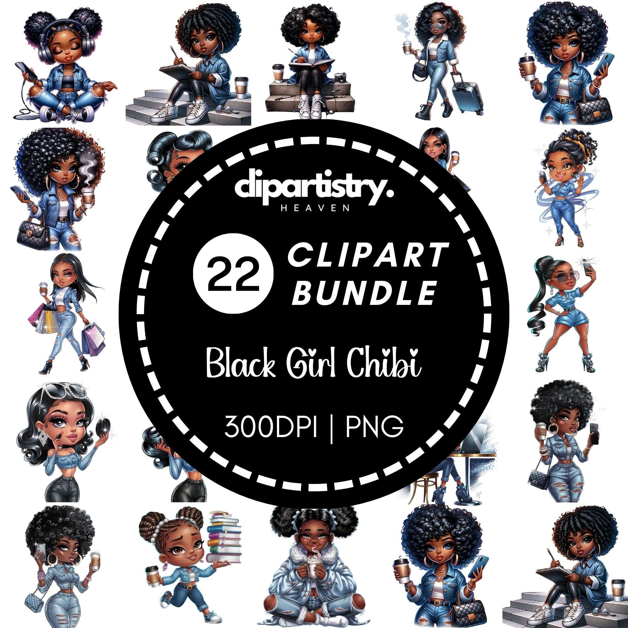 Black Chibi Girl Clipart - CraftNest - Digital Crafting and Art