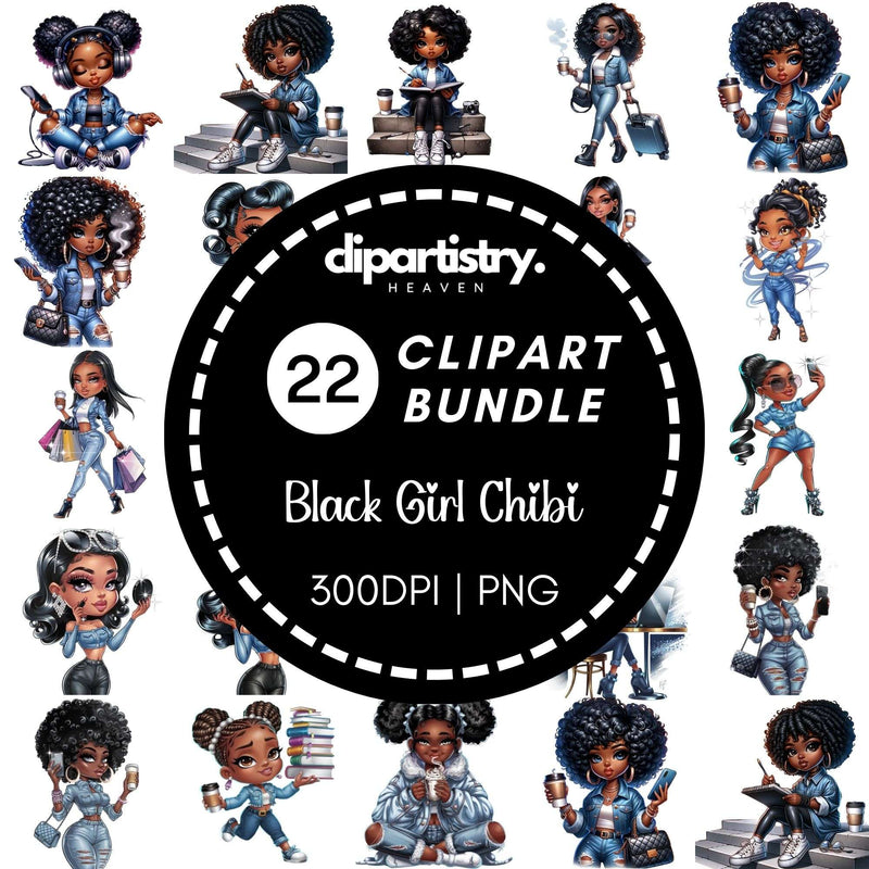 Black Chibi Girl Clipart - CraftNest - Digital Crafting and Art