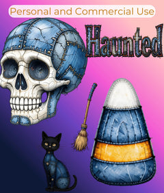Halloween Denim Patchwork Clipart Bundle - CraftNest - Digital Crafting and Art