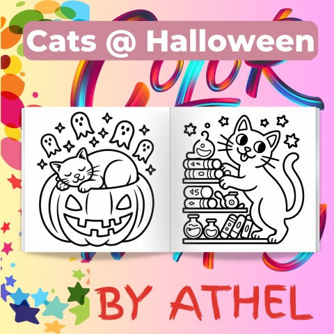 Halloween Cats Coloring Book Bundle