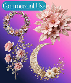 3D Ethereal Celestial Flowers Clipart Bundle - CraftNest - Digital Crafting and Art