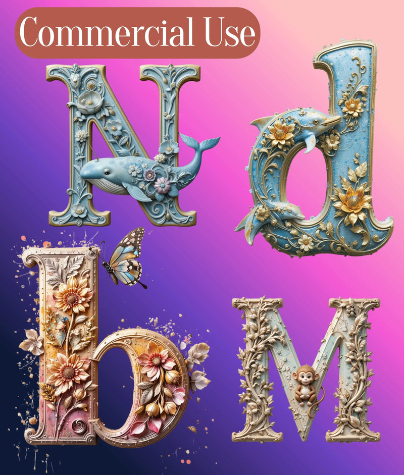 3D Embossed Alphabet Clipart Bundle - CraftNest - Digital Crafting and Art