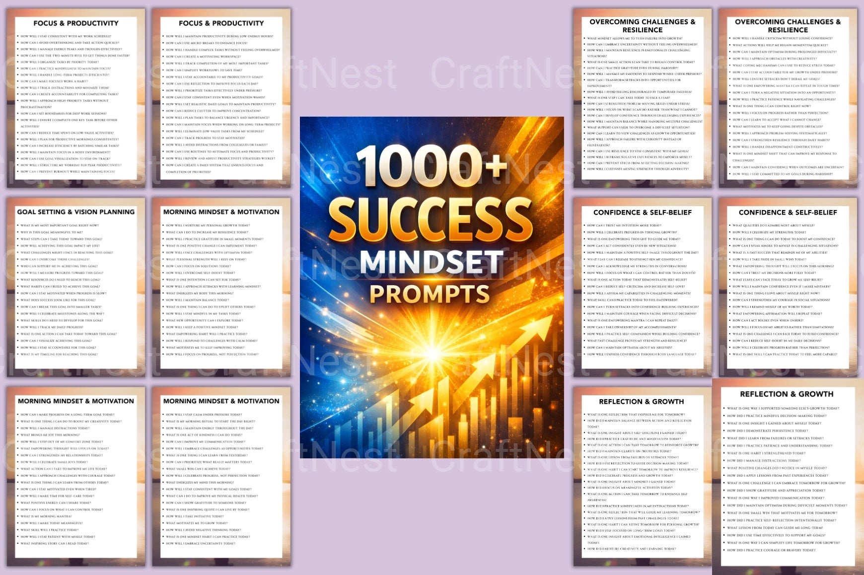 Success Mindset Prompt Book for Personal Growth - CraftNest - Digital Crafting and Art