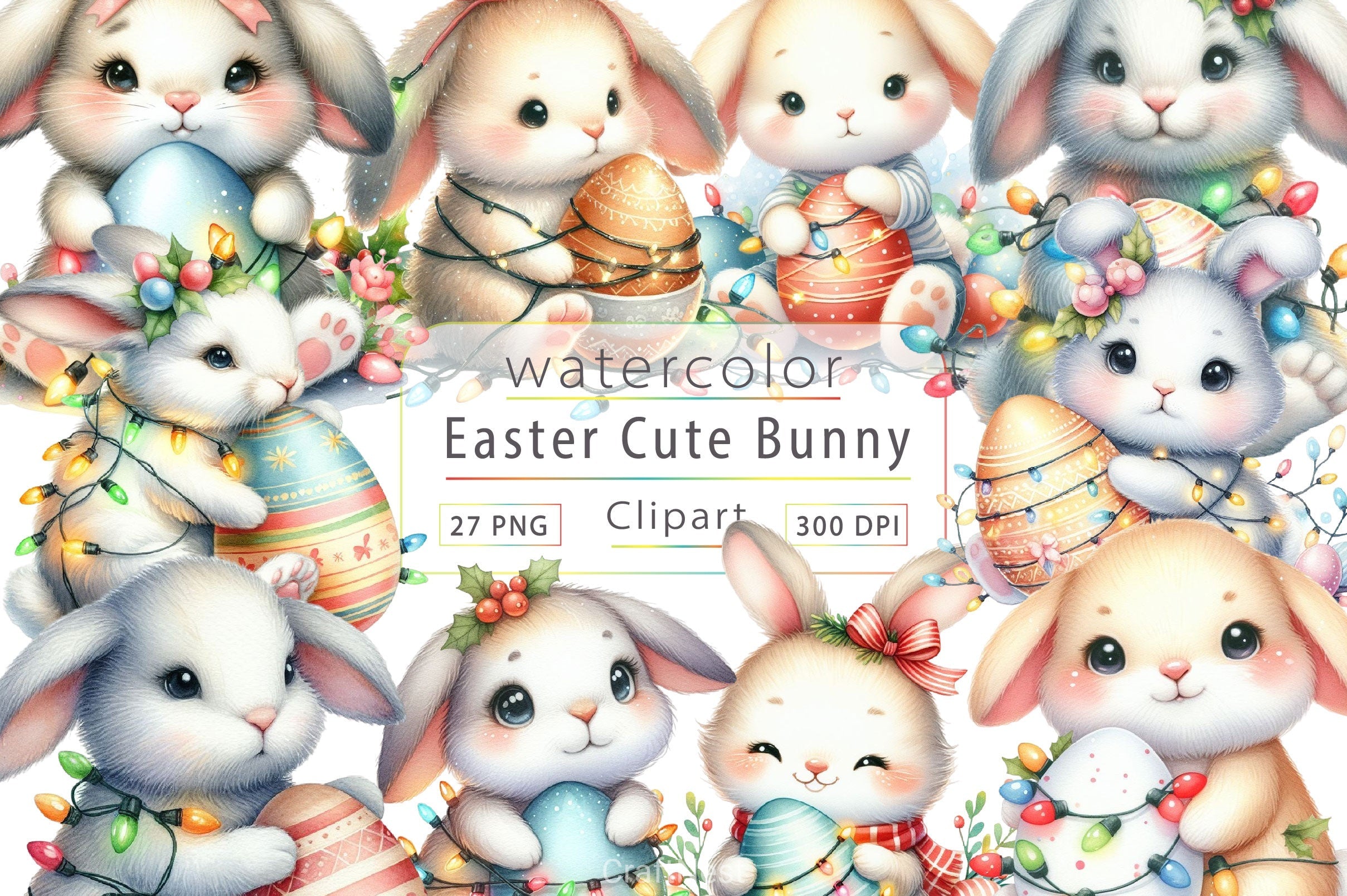 Easter Bunny Clipart Bundle 24