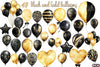 Black and Gold Balloons Clipart Bundle