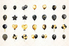 Black and Gold Balloons Clipart Bundle - CraftNest - Digital Crafting and Art