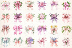 Floral Pink Bow Clipart Bundle - CraftNest - Digital Crafting and Art