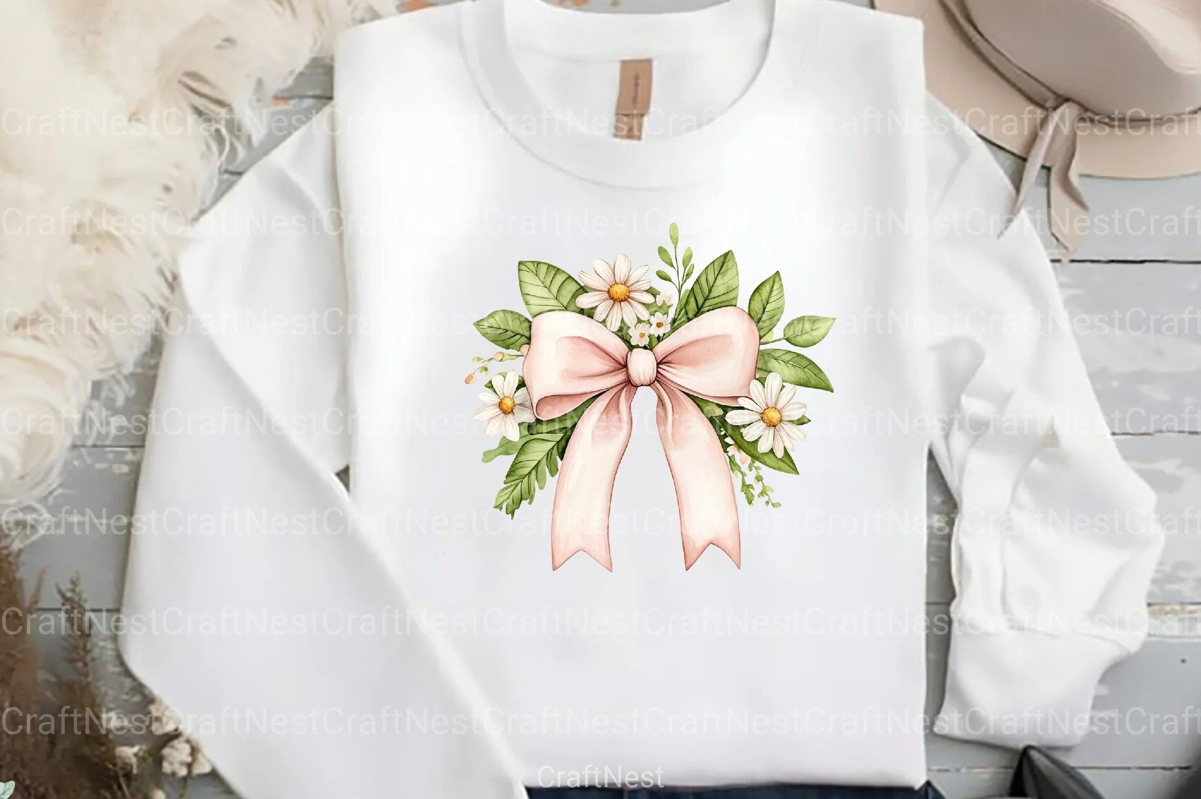 Floral Pink Bow Clipart Bundle - CraftNest - Digital Crafting and Art