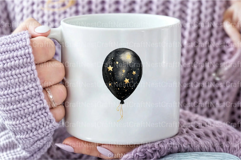 Black and Gold Balloons Clipart Bundle - CraftNest - Digital Crafting and Art