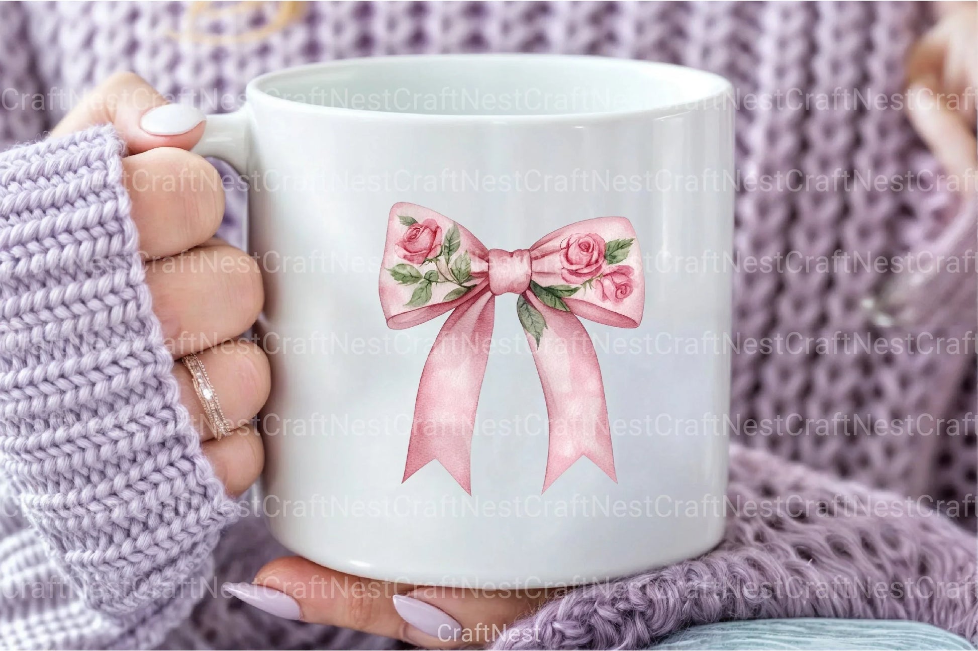 Floral Pink Bow Clipart Bundle - CraftNest - Digital Crafting and Art