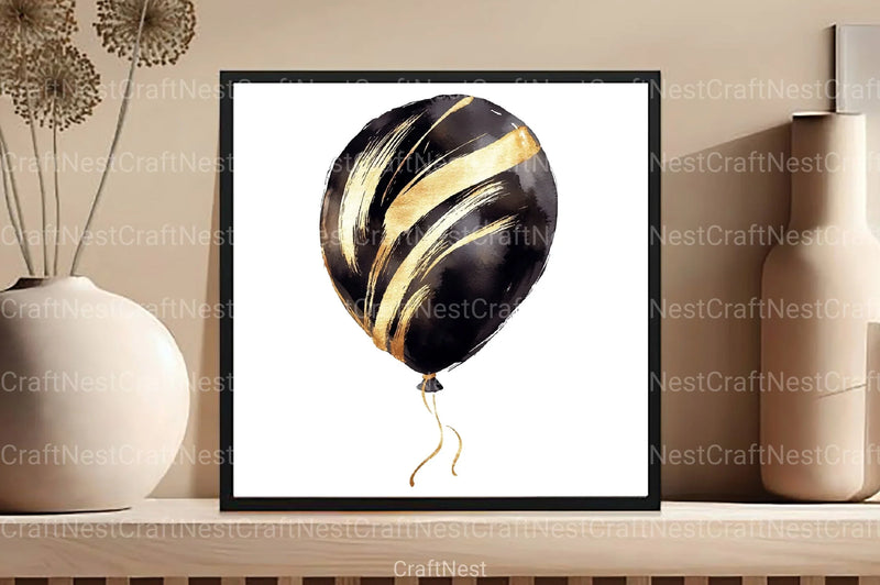 Black and Gold Balloons Clipart Bundle - CraftNest - Digital Crafting and Art