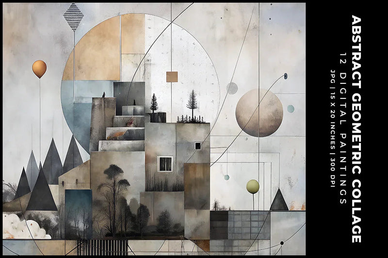 Abstract Geometric Collages - Wall Art - CraftNest - Digital Crafting and Art