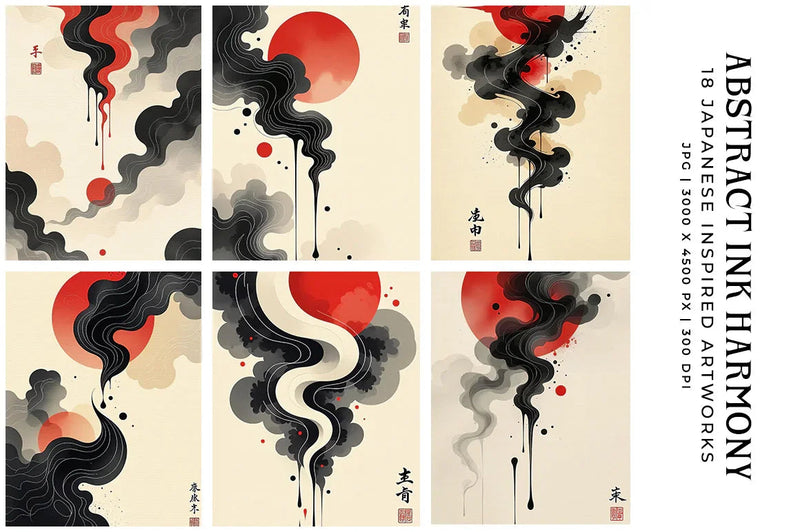 Abstract Japanese Artworks - Wall Art - CraftNest - Digital Crafting and Art